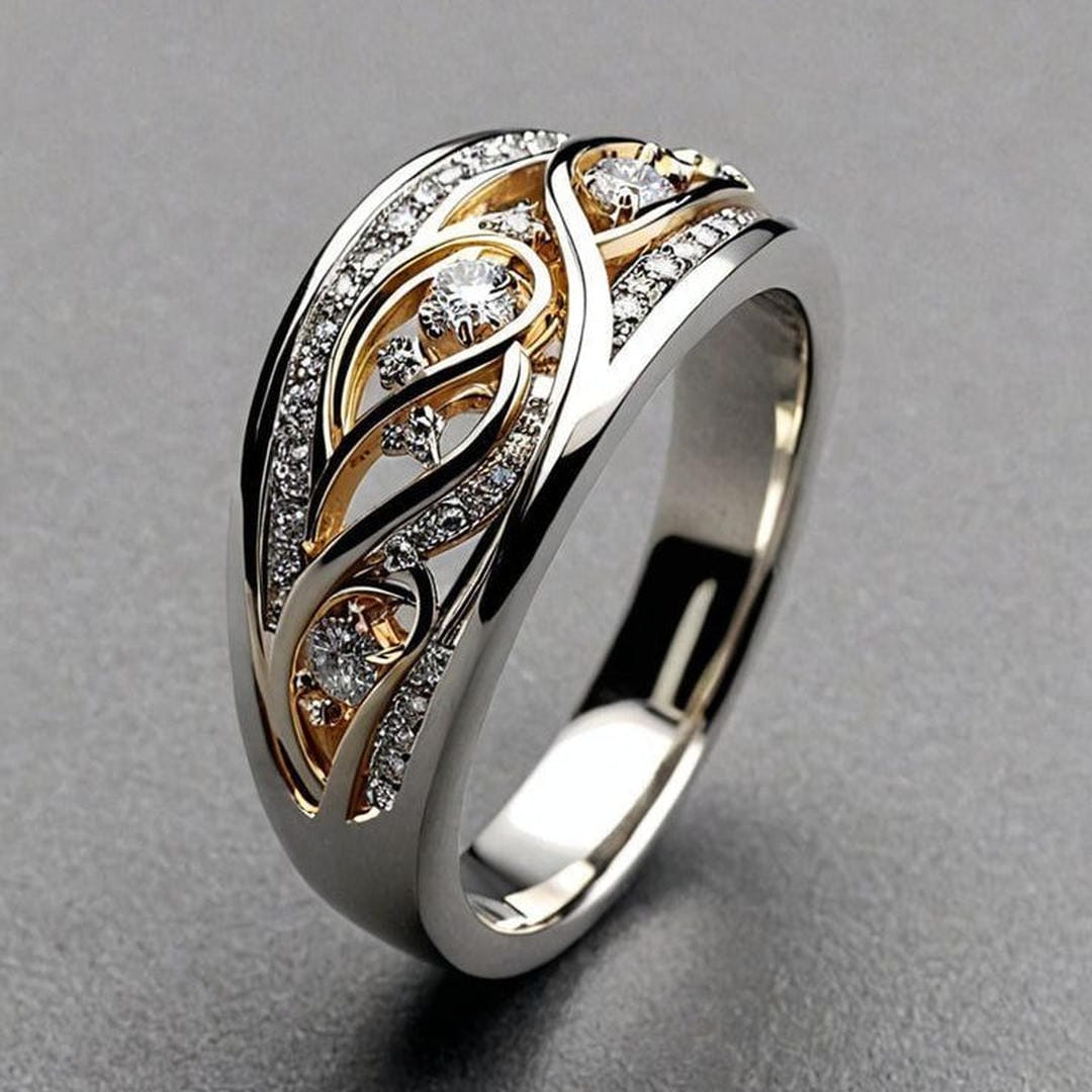 Two-Tone Sculpted Swirl Ring