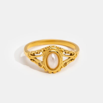 Vintage Pearl Filigree Gold Ring