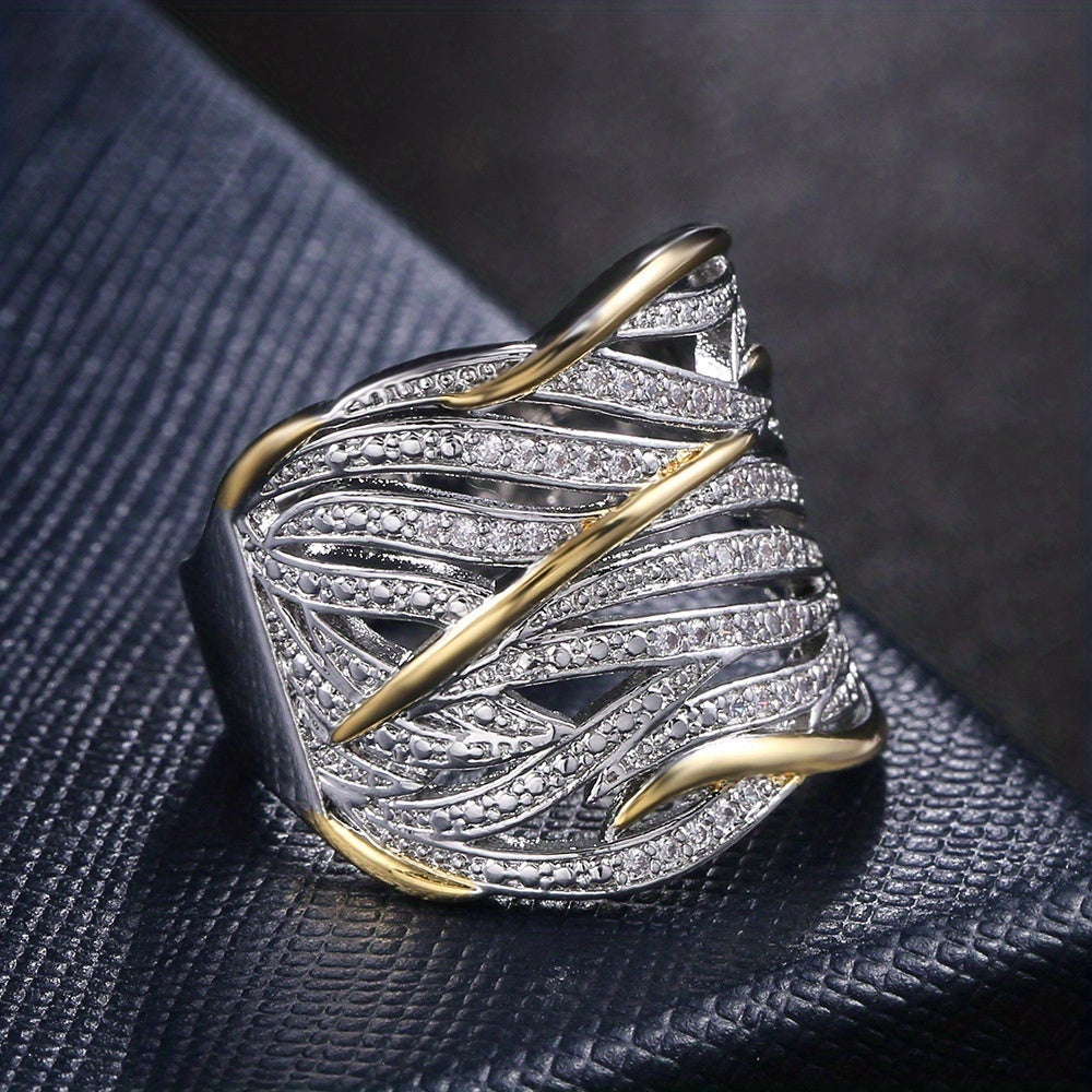 Woven Crystal Two-Tone Ring