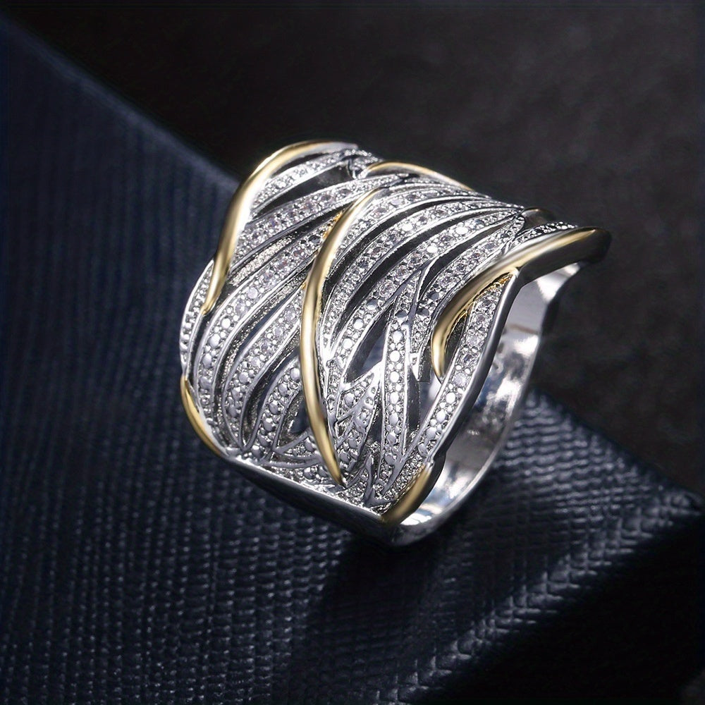 Woven Crystal Two-Tone Ring – view 2