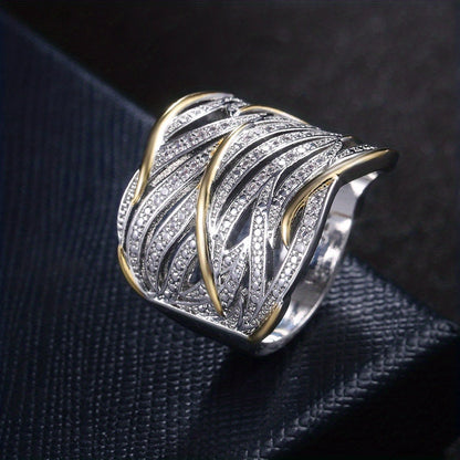 Woven Crystal Two-Tone Ring – view 2