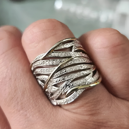 Woven Crystal Two-Tone Ring – view 3