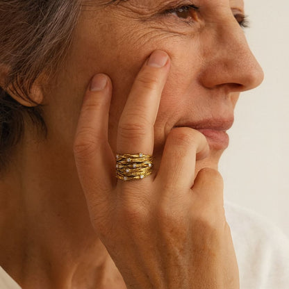 Woven Gold Crossover Ring – view 2