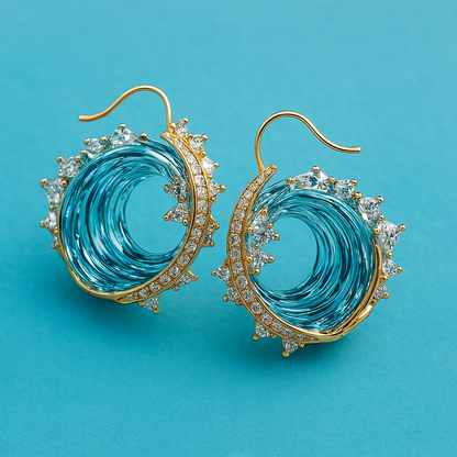 Ocean Wave Gold Hoop Earrings – view 3