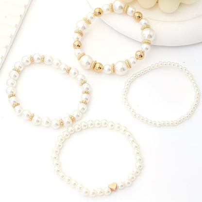Layered Pearl Gold Bracelet Set – view 2