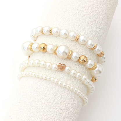 Layered Pearl Gold Bracelet Set – view 3