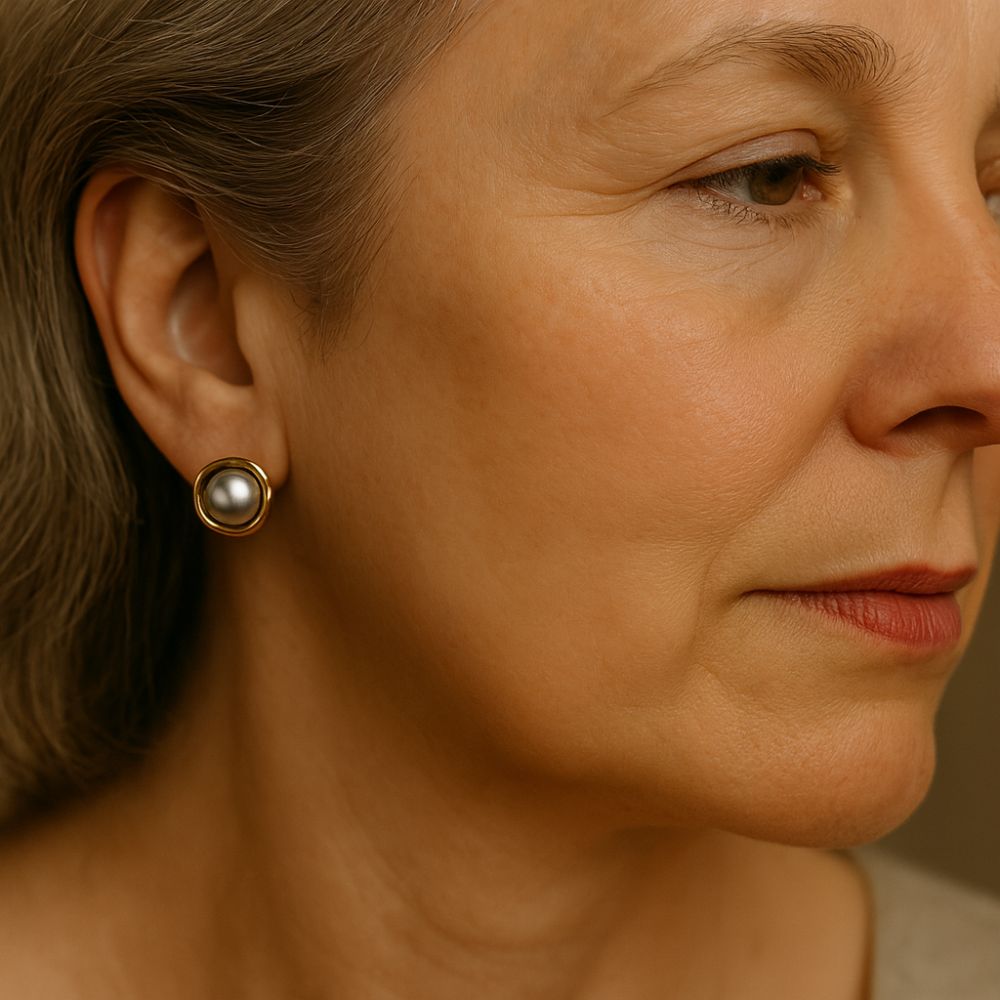 Pearl Square Stud Earrings – view 2