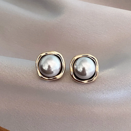 Pearl Square Stud Earrings