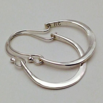 Sculpted Silver Hoop Earrings