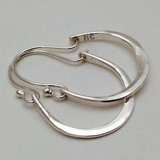 Sculpted Silver Hoop Earrings