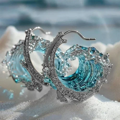 Ocean Wave Hoop Earrings – silver