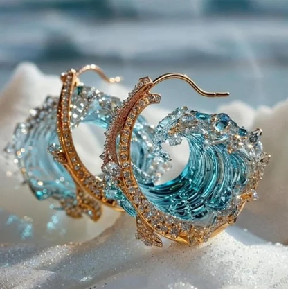 Ocean Wave Gold Hoop Earrings
