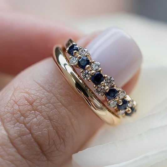 Blue Crystal Leaf Ring
