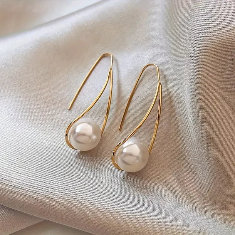 Pearl Drop Gold Earrings