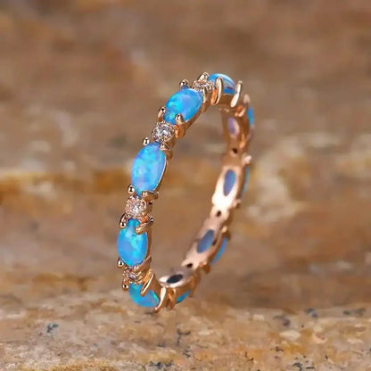 Blue Opal Gold Hoop Earrings – view 3
