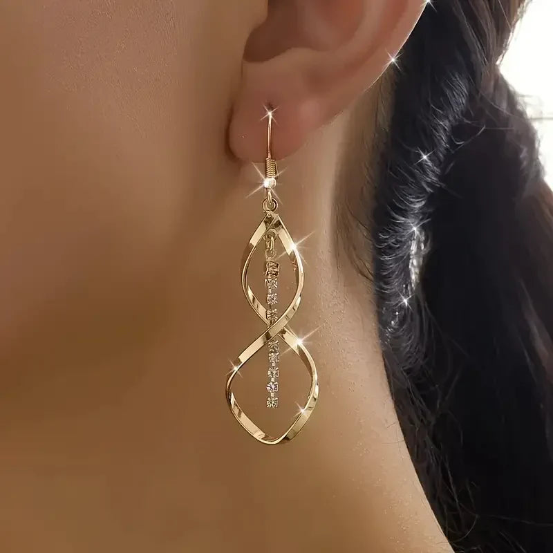 Spiral Gold Drop Earrings