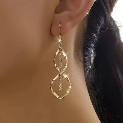 Spiral Gold Drop Earrings