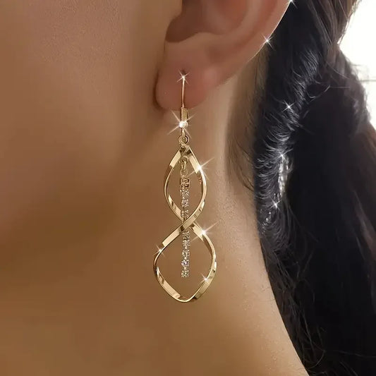 Spiral Gold Drop Earrings
