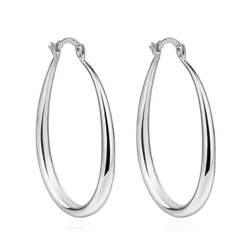Sculpted Silver Hoop Earrings – view 2