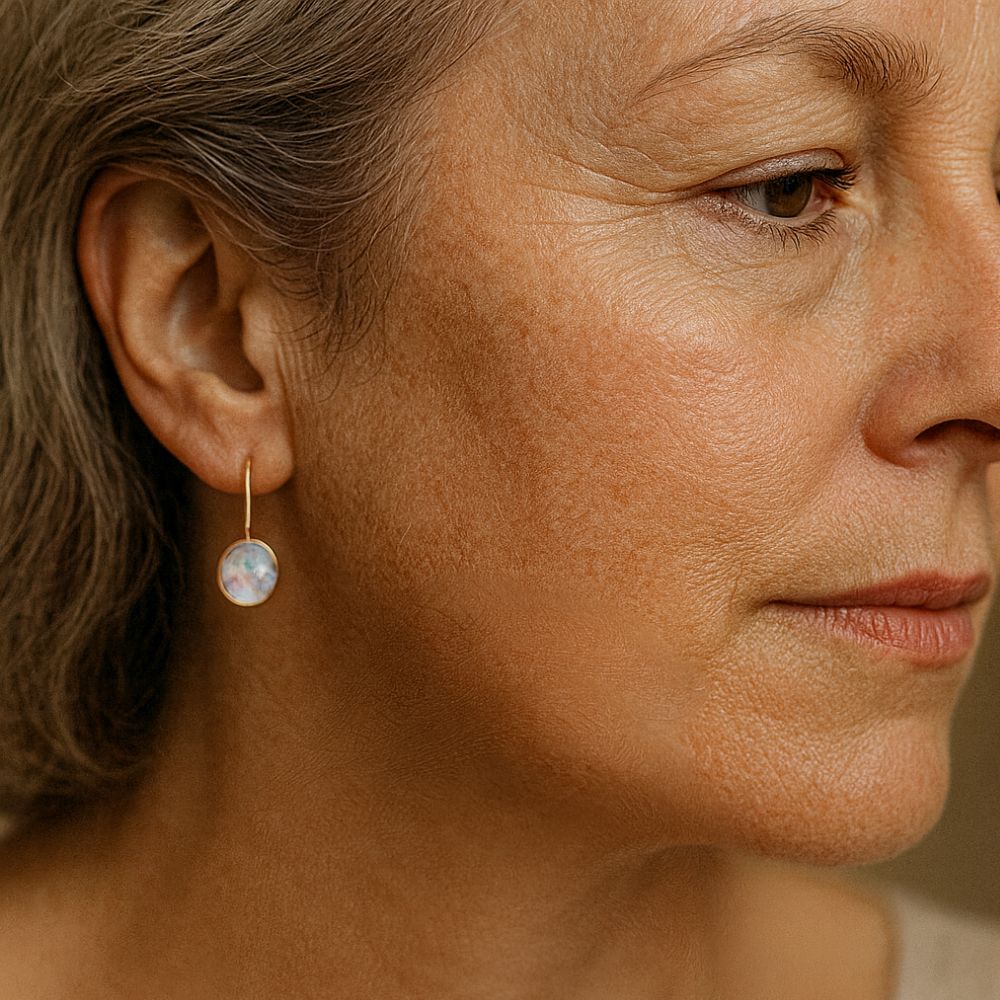 White Opal Gold Drop Earrings – view 3