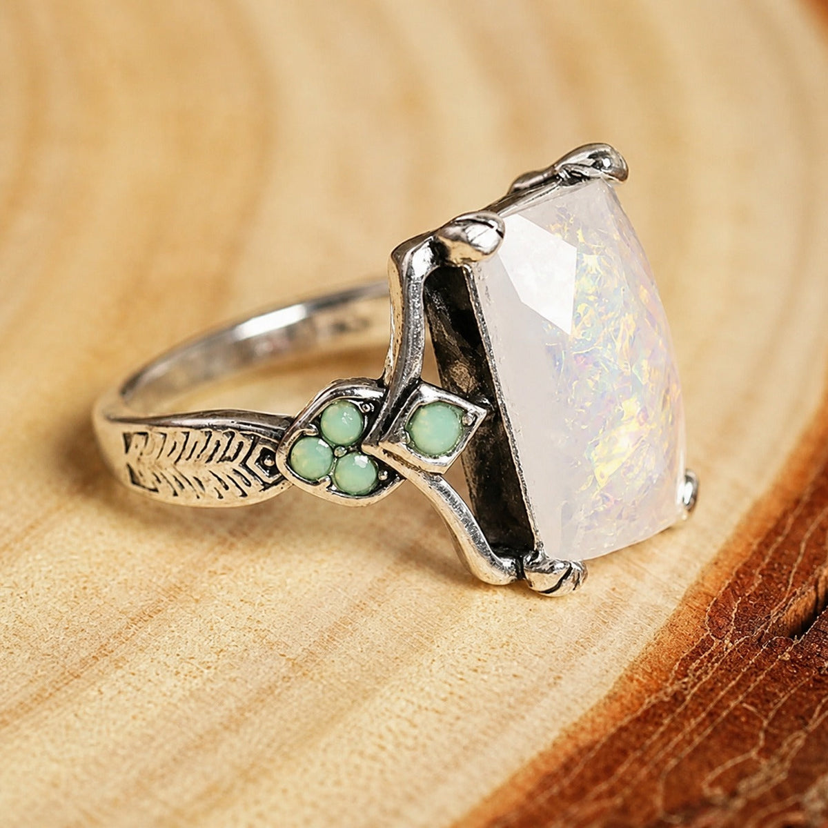 White Opal Silver Ring – view 2