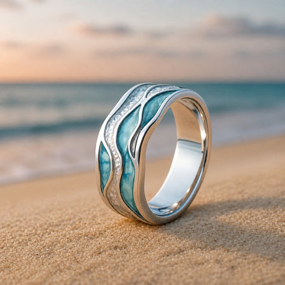 Turquoise Wave Silver Ring