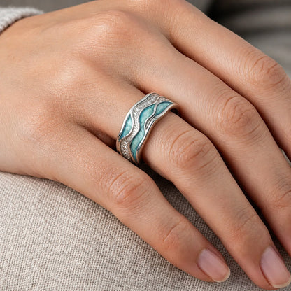 Turquoise Wave Silver Ring – view 2