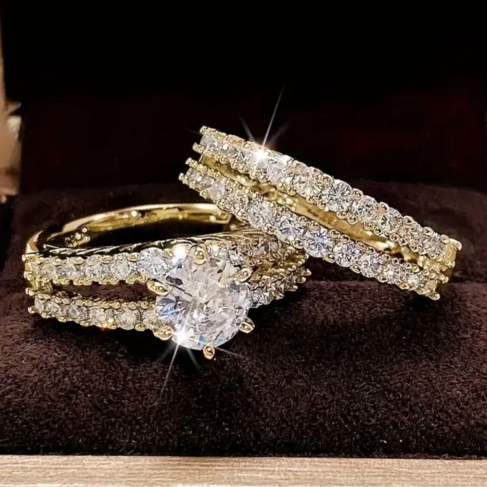 Halo Gold Ring Set – view 4