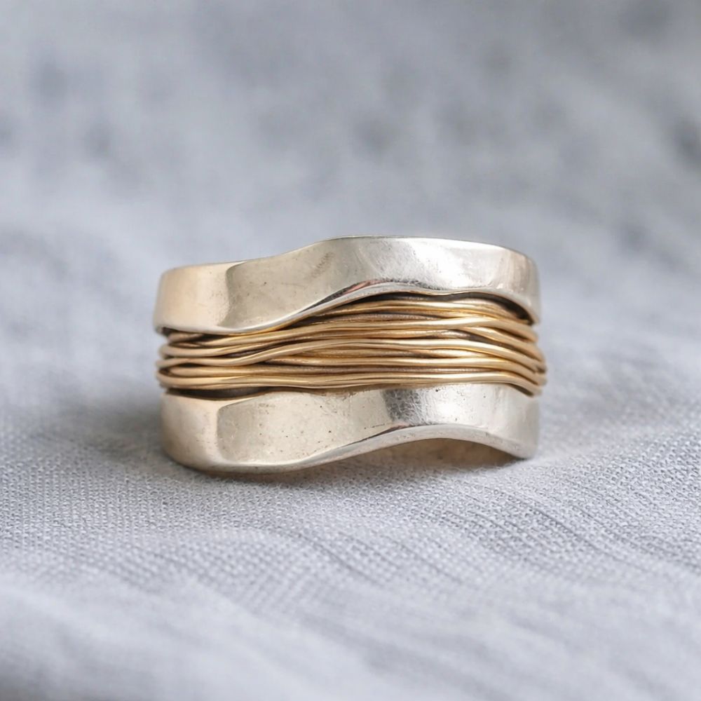 Two-Tone Golden Thread Ring – view 2