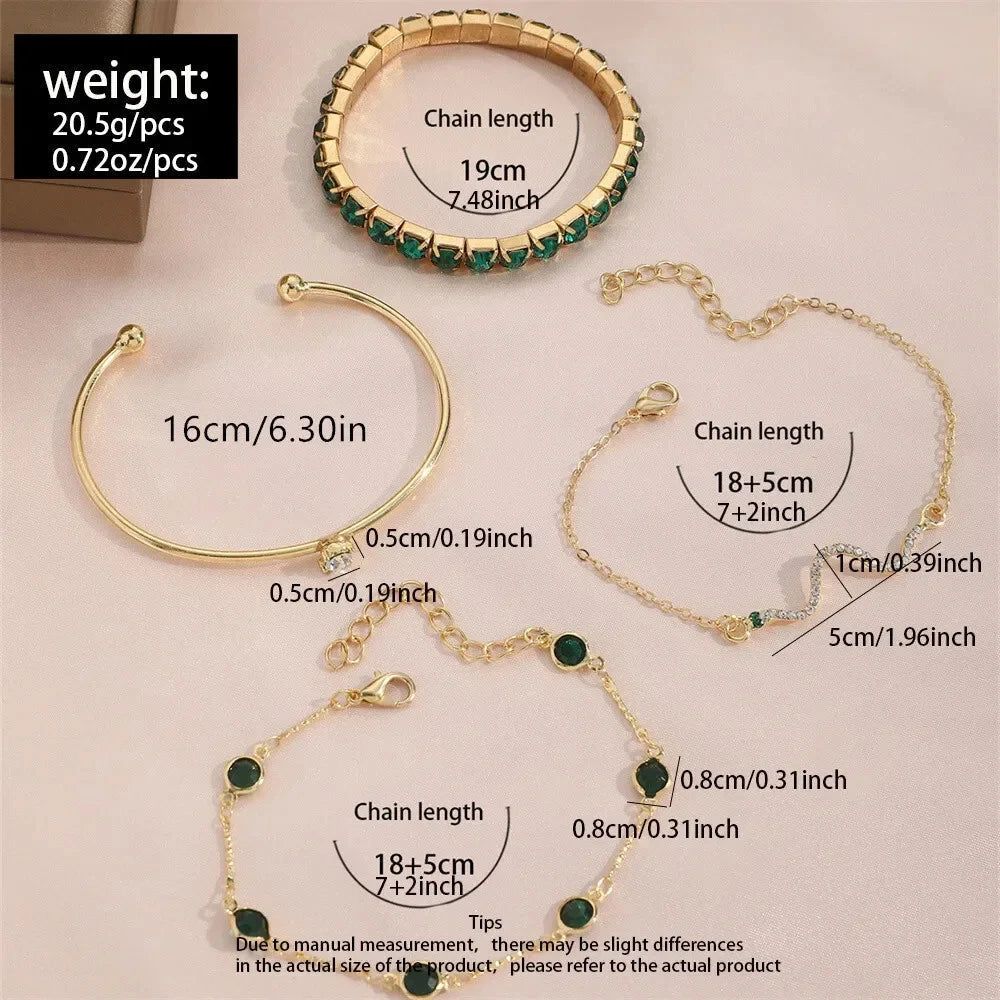 Emerald-Green Gold Bracelet Set – view 7