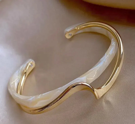 Opal Wave Gold Cuff Bracelet